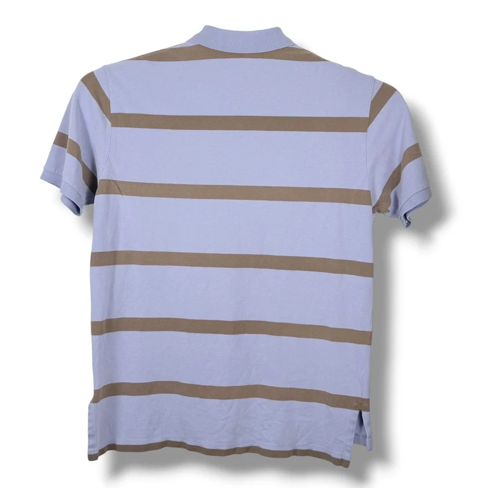 Vintage Polo Ralph Lauren Polo Shirt Men XL Blue Brown Stripe Classic Pony Golf